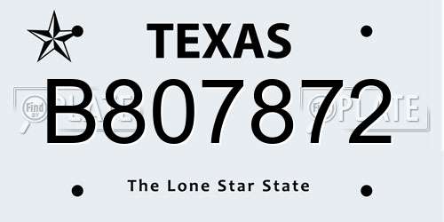 B807872 Texas License Plate
