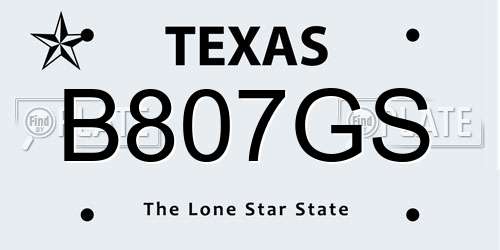 B807GS Texas License Plate