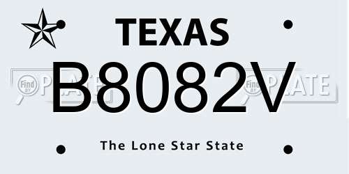 B8082V Texas License Plate