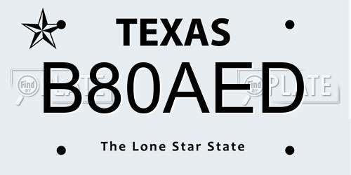 B80AED Texas License Plate