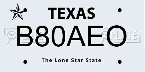 B80AEO Texas License Plate