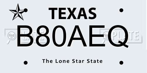 B80AEQ Texas License Plate