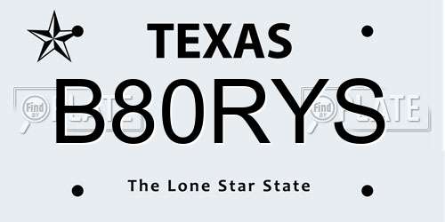 B80RYS Texas License Plate