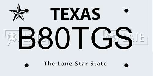 B80TGS Texas License Plate