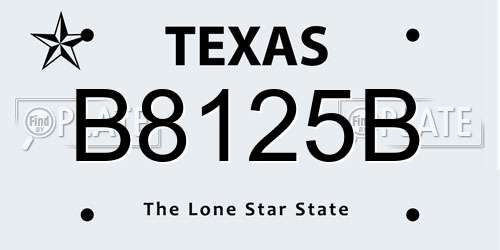 B8125B Texas License Plate