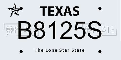 B8125S Texas License Plate