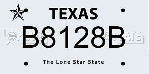 B8128B Texas License Plate