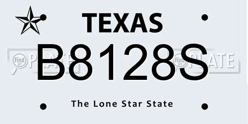 B8128S Texas License Plate
