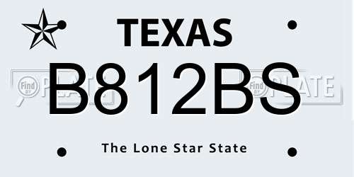 B812BS Texas License Plate