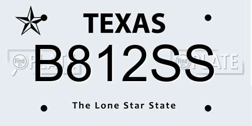 B812SS Texas License Plate