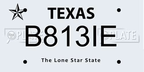B813IE Texas License Plate
