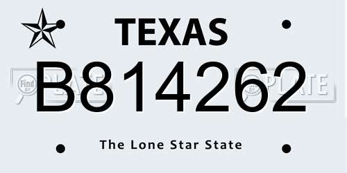 B814262 Texas License Plate