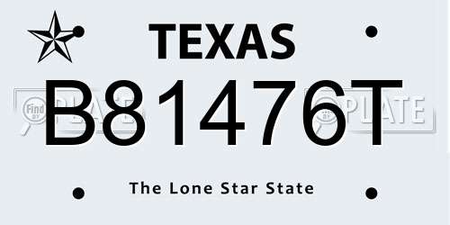 B81476T Texas License Plate