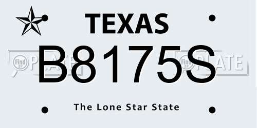 B8175S Texas License Plate