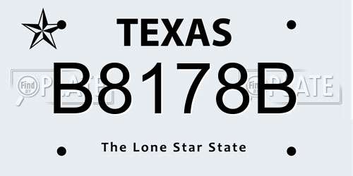 B8178B Texas License Plate