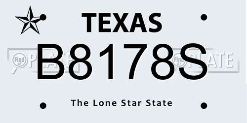 B8178S Texas License Plate