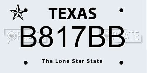 B817BB Texas License Plate