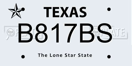 B817BS Texas License Plate