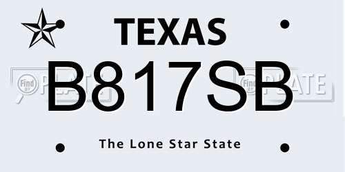 B817SB Texas License Plate