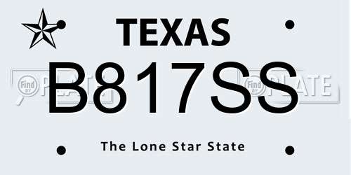 B817SS Texas License Plate