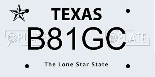 B81GC Texas License Plate