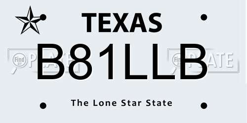 B81LLB Texas License Plate