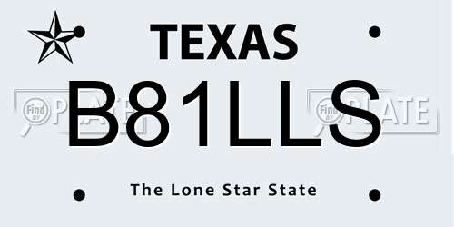 B81LLS Texas License Plate