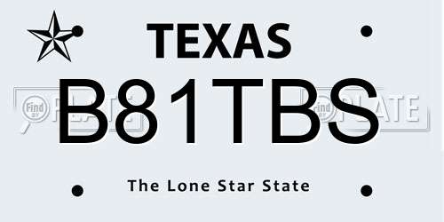 B81TBS Texas License Plate