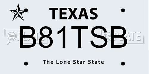 B81TSB Texas License Plate