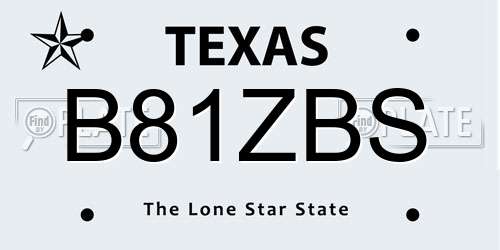 B81ZBS Texas License Plate