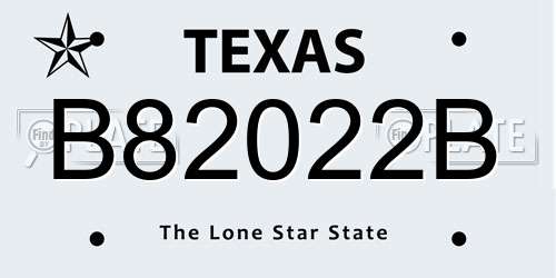 B82022B Texas License Plate