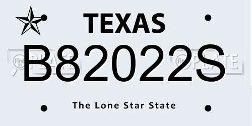 B82022S Texas License Plate
