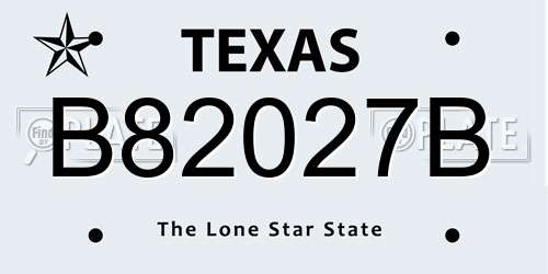 B82027B Texas License Plate