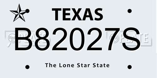 B82027S Texas License Plate