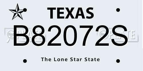 B82072S Texas License Plate