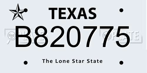 B820775 Texas License Plate