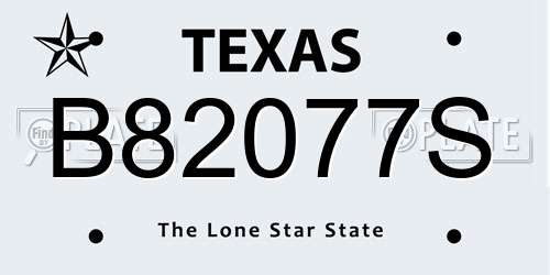B82077S Texas License Plate