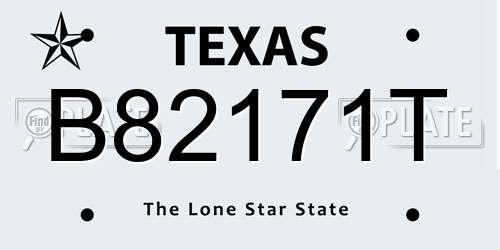 B82171T Texas License Plate