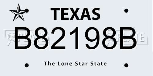 B82198B Texas License Plate