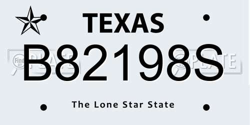 B82198S Texas License Plate