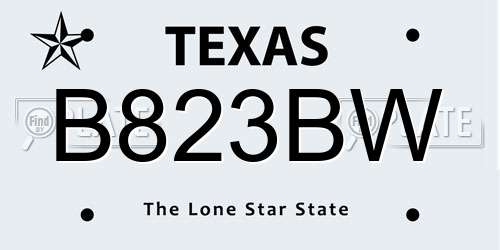 B823BW Texas License Plate