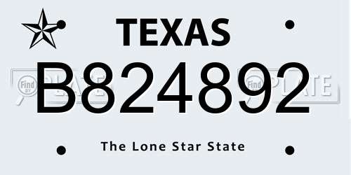 B824892 Texas License Plate