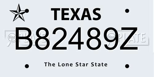 B82489Z Texas License Plate