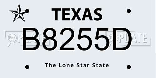 B8255D Texas License Plate