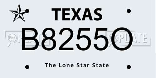 B8255O Texas License Plate