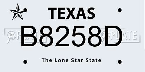 B8258D Texas License Plate