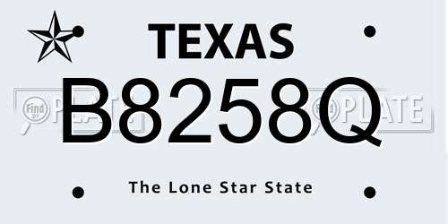 B8258Q Texas License Plate
