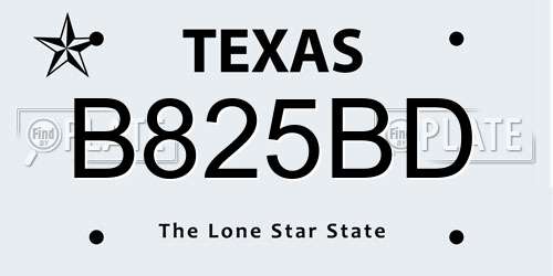 B825BD Texas License Plate