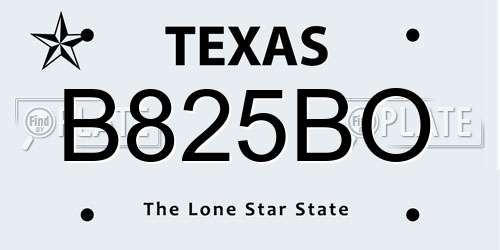 B825BO Texas License Plate