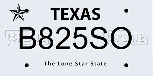 B825SO Texas License Plate